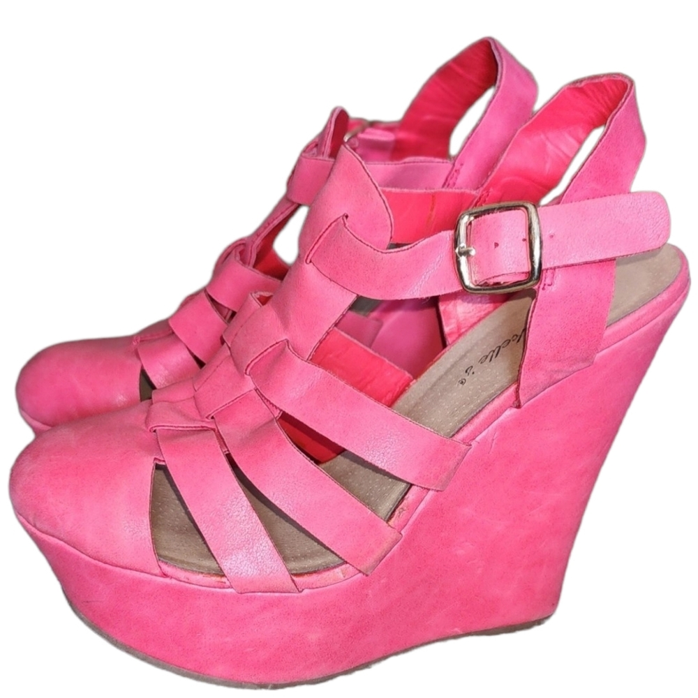 SEXY CORAL WEDGES SIZE 8